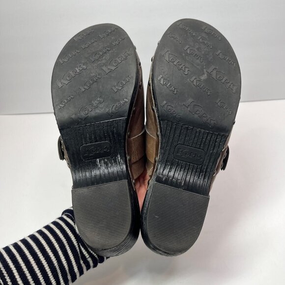 Korks by Kork ease Brown Leather Clog Mules Studded Slip On Shoes studded Size 8 - Picture 11 of 12